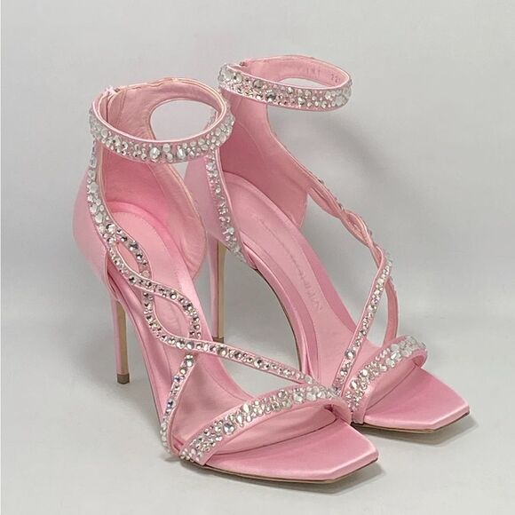 Alexander McQueen Crystal Satin Ankle-Cuff Cocktail Sandals size 37.5 - Picture 7 of 12